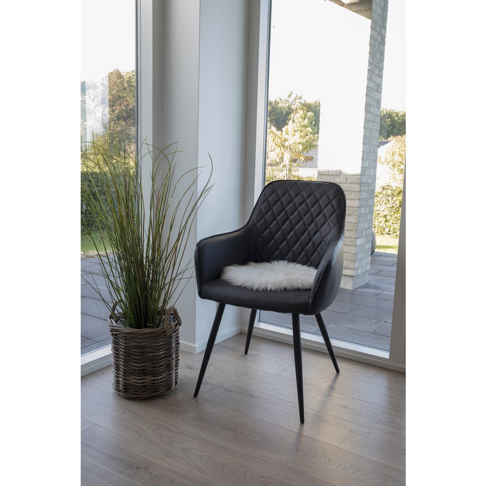 Stoelkussen Lambskin – imitatieschapenvacht, wit, ø35 cm