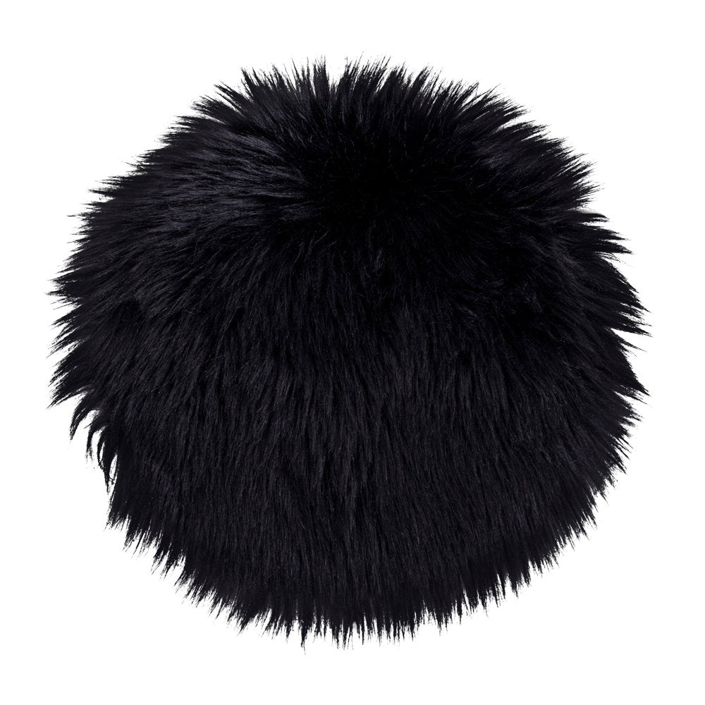 Stoelkussen Lambskin – imitatieschapenvacht, zwart, ø35 cm