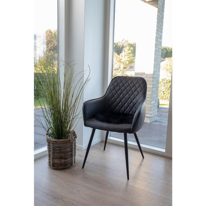 Stoelkussen Lambskin – imitatieschapenvacht, zwart, ø35 cm