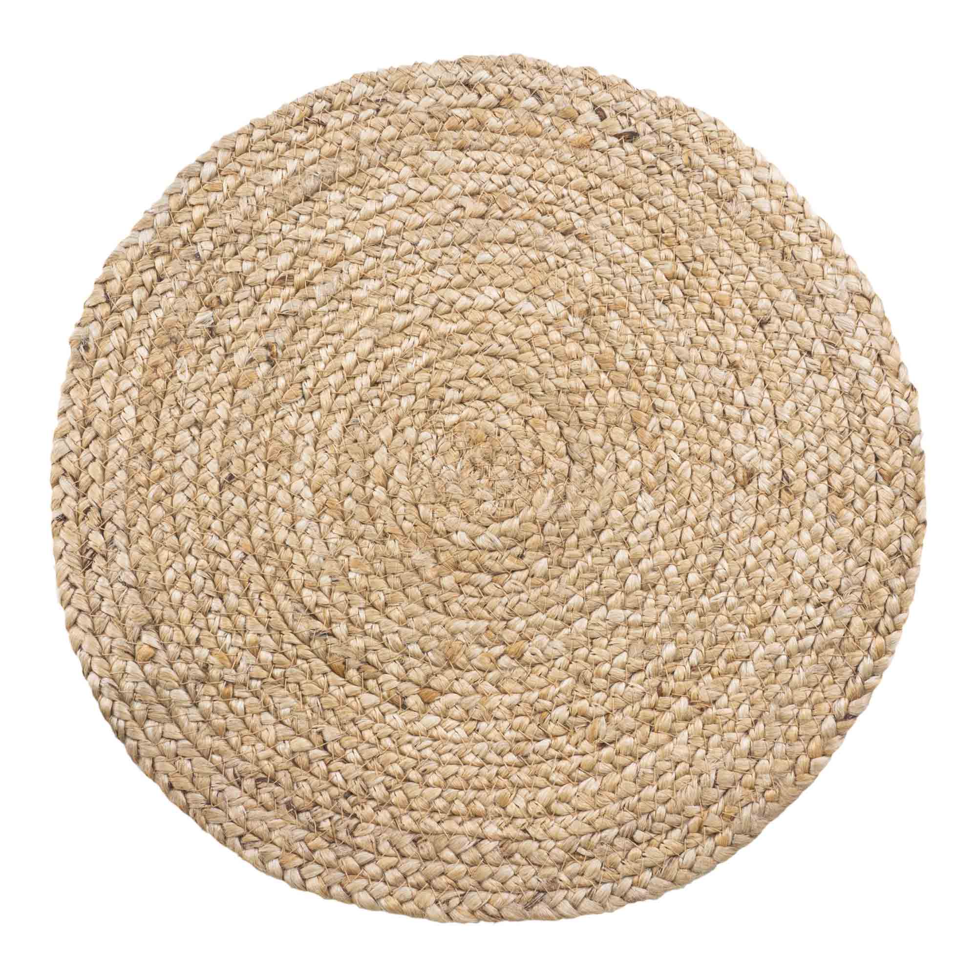Bombay Placemat, set of 4 - Placemat in braided jute, natural ø38 cm, set of 4