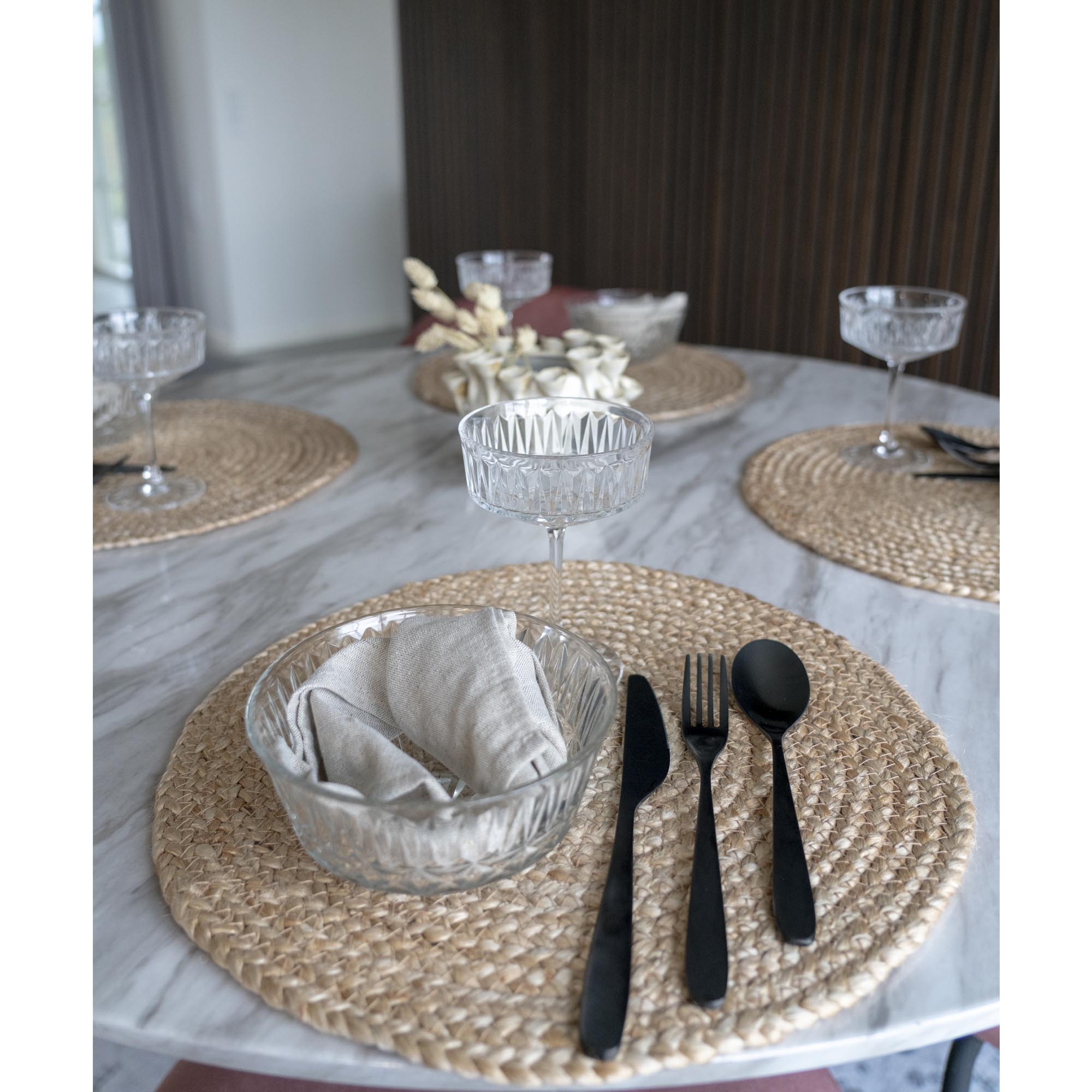 Bombay Placemat, set of 4 - Placemat in braided jute, natural ø38 cm, set of 4