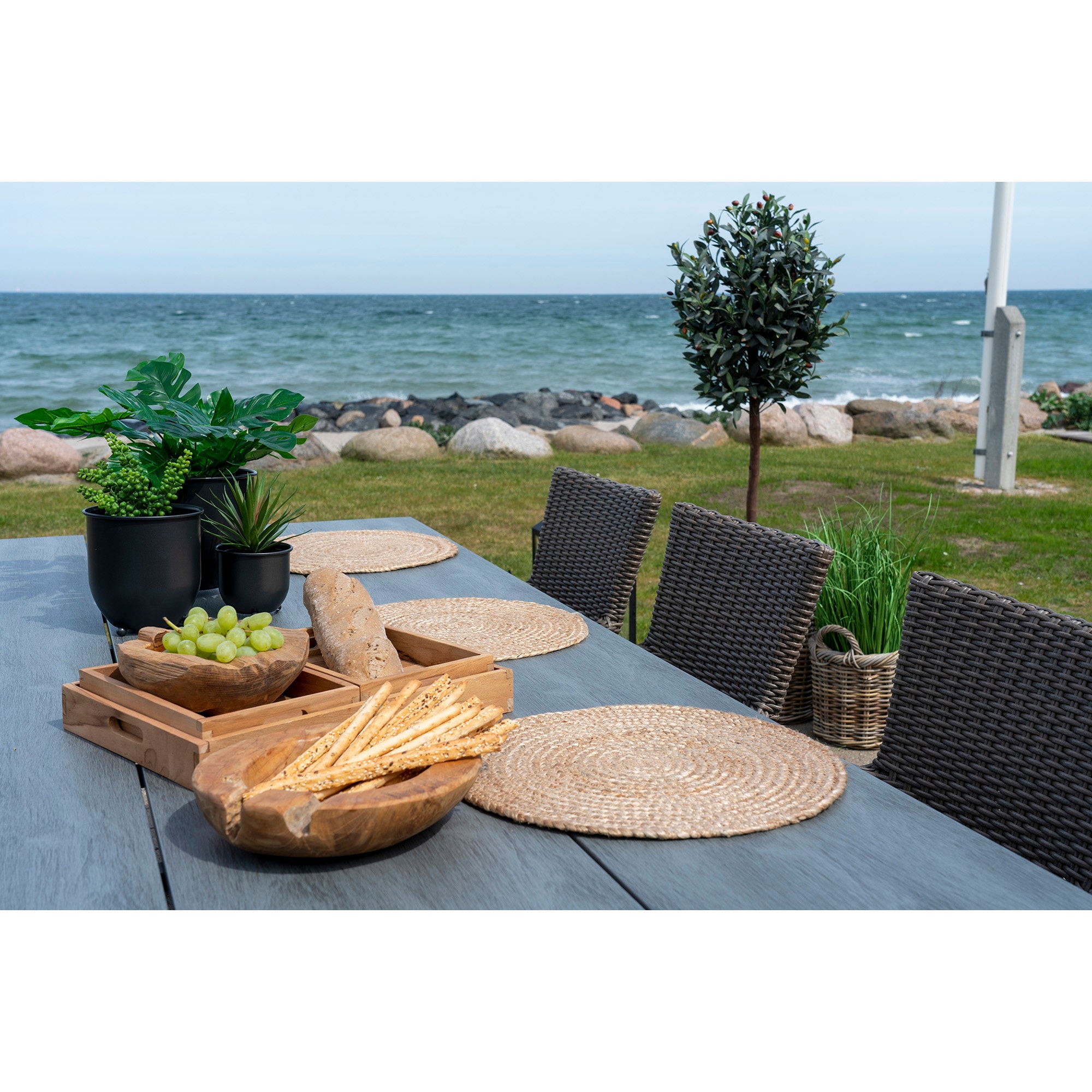 Bombay Placemat, set of 4 - Placemat in braided jute, natural ø38 cm, set of 4