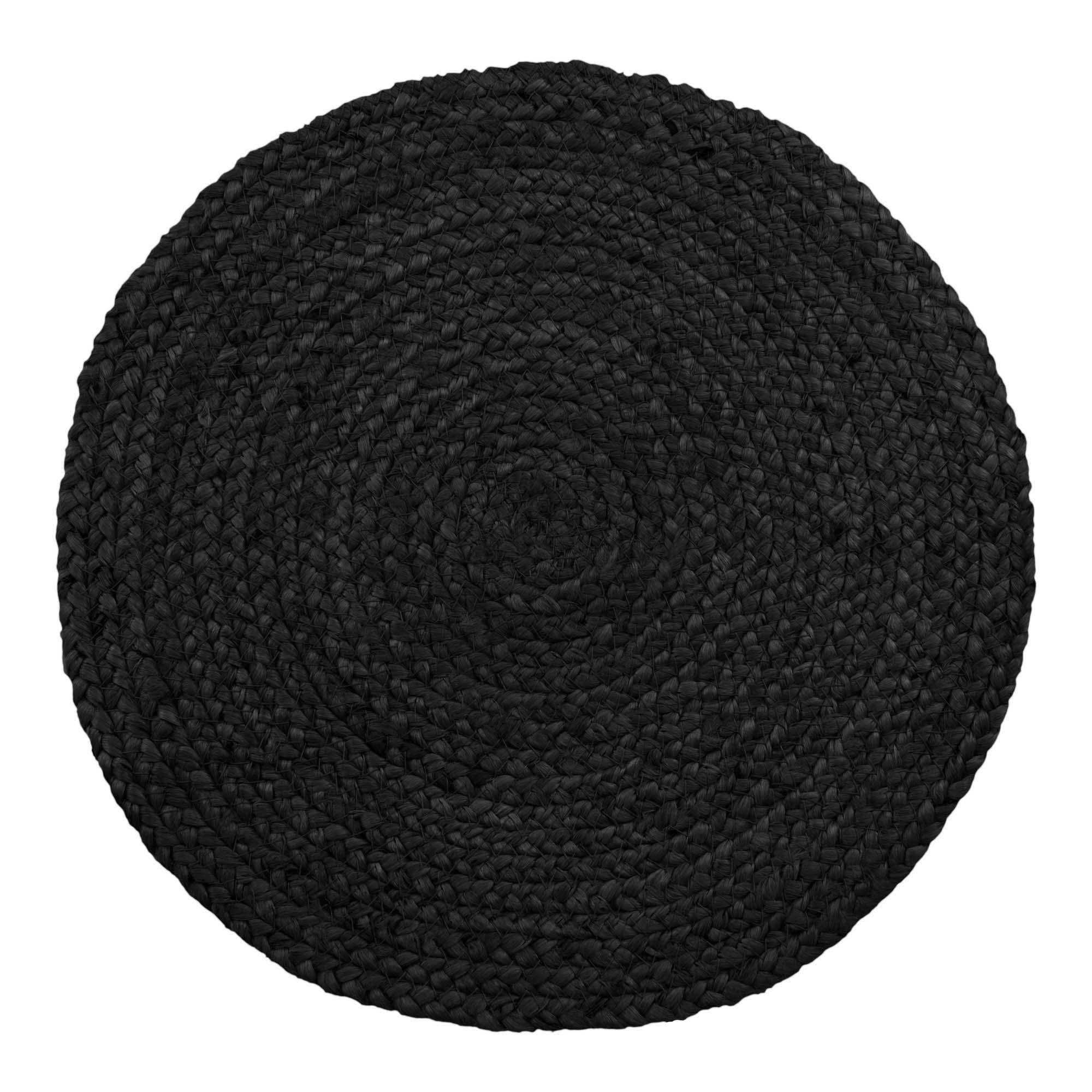Bombay Placemat, set of 4 - Placemat in braided jute, dark grey, ø38 cm, set of 4