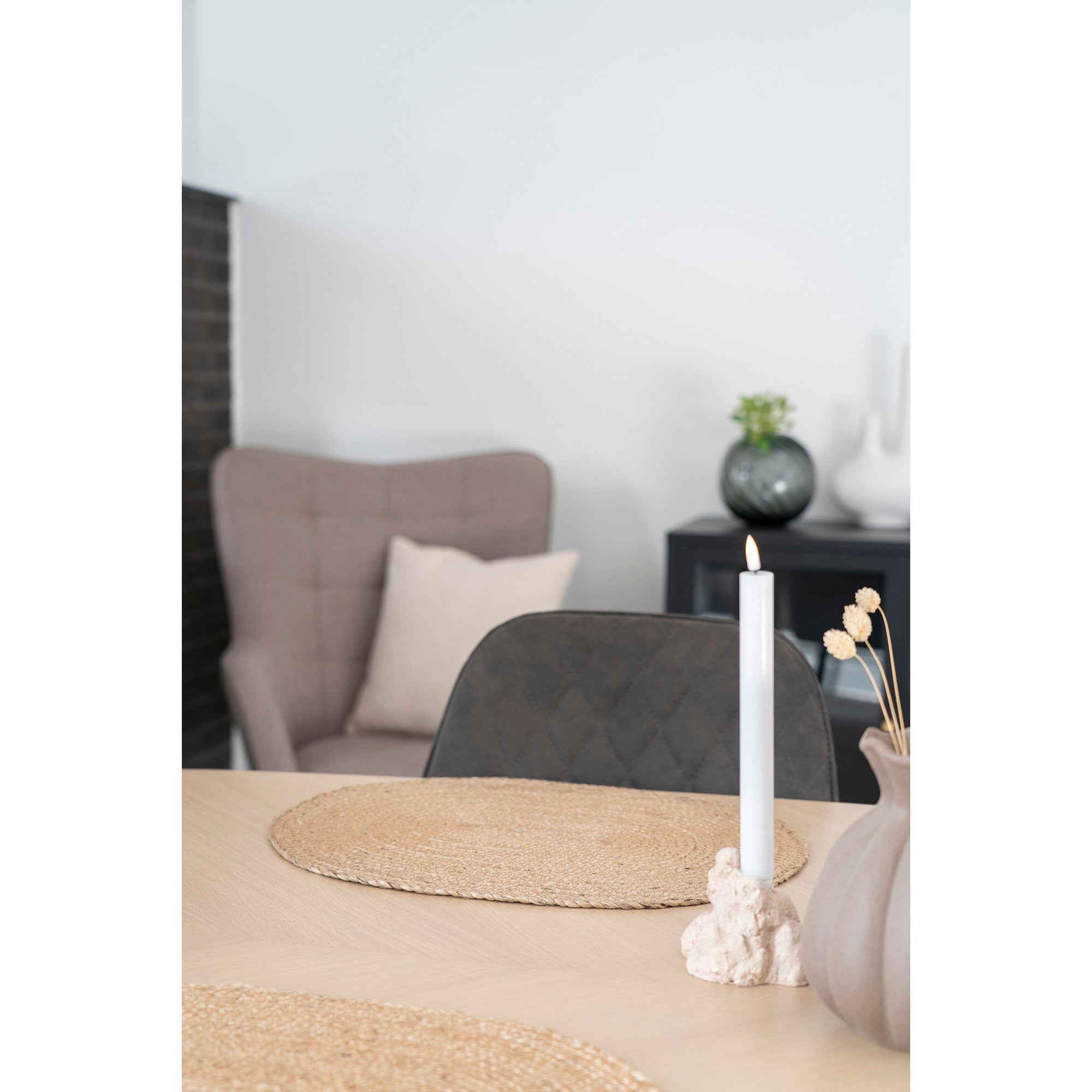 Bombay Placemat - Placemat in braided jute, nature, oval 35x45 cm, set of 4