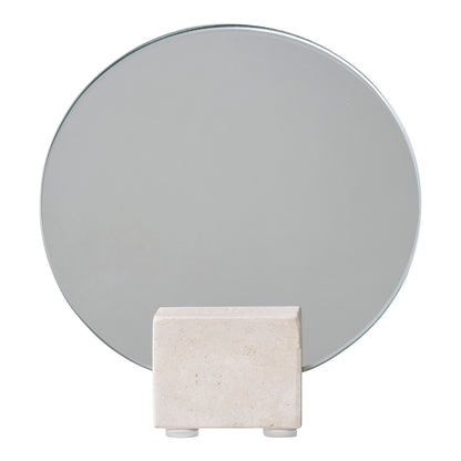 Table Mirror - Table mirror, travertine, natural ø18x18 cm