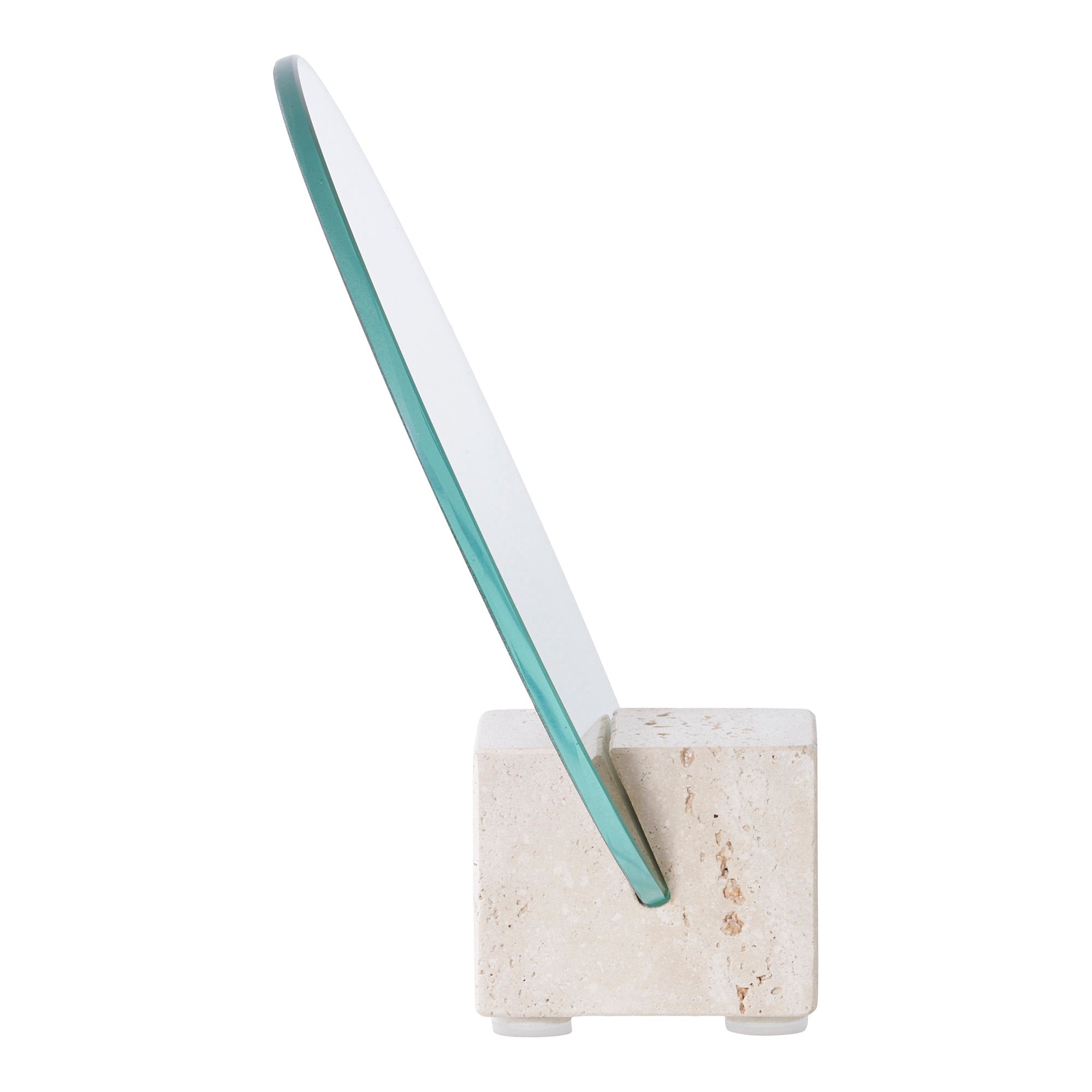 Table Mirror - Table mirror, travertine, natural ø18x18 cm