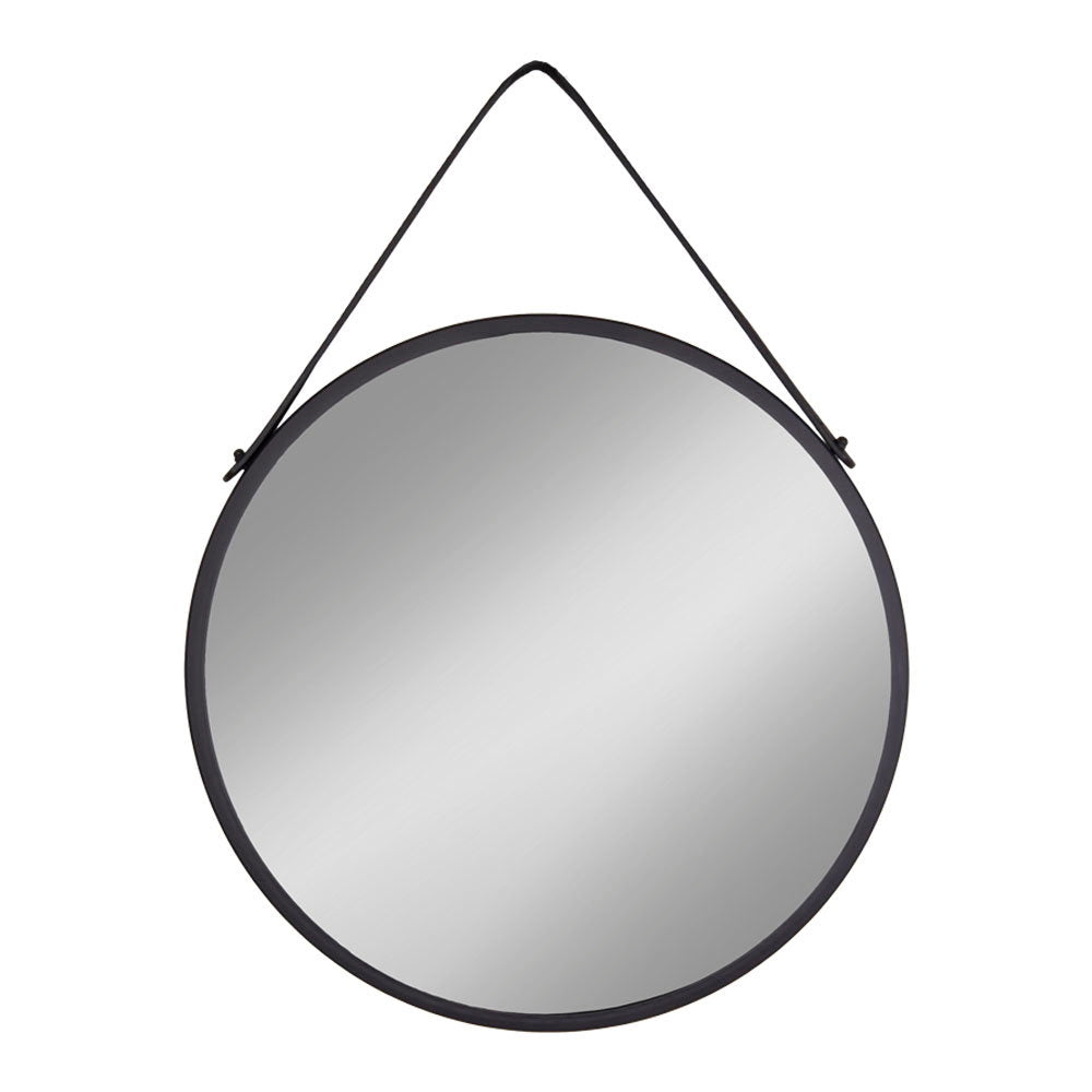 Trapani Mirror - Mirror, steel/artificial leather, black ø60 cm