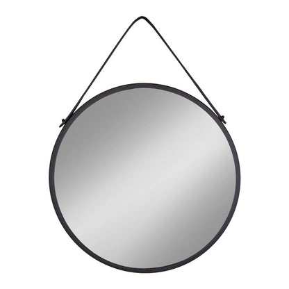 Trapani Mirror - Mirror, steel/artificial leather, black ø60 cm