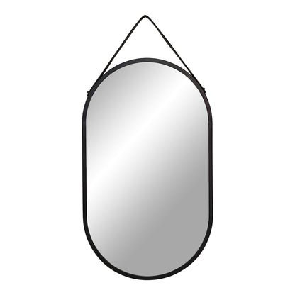 Trapani Mirror - Mirror, steel/artificial leather, black 35x60 cm