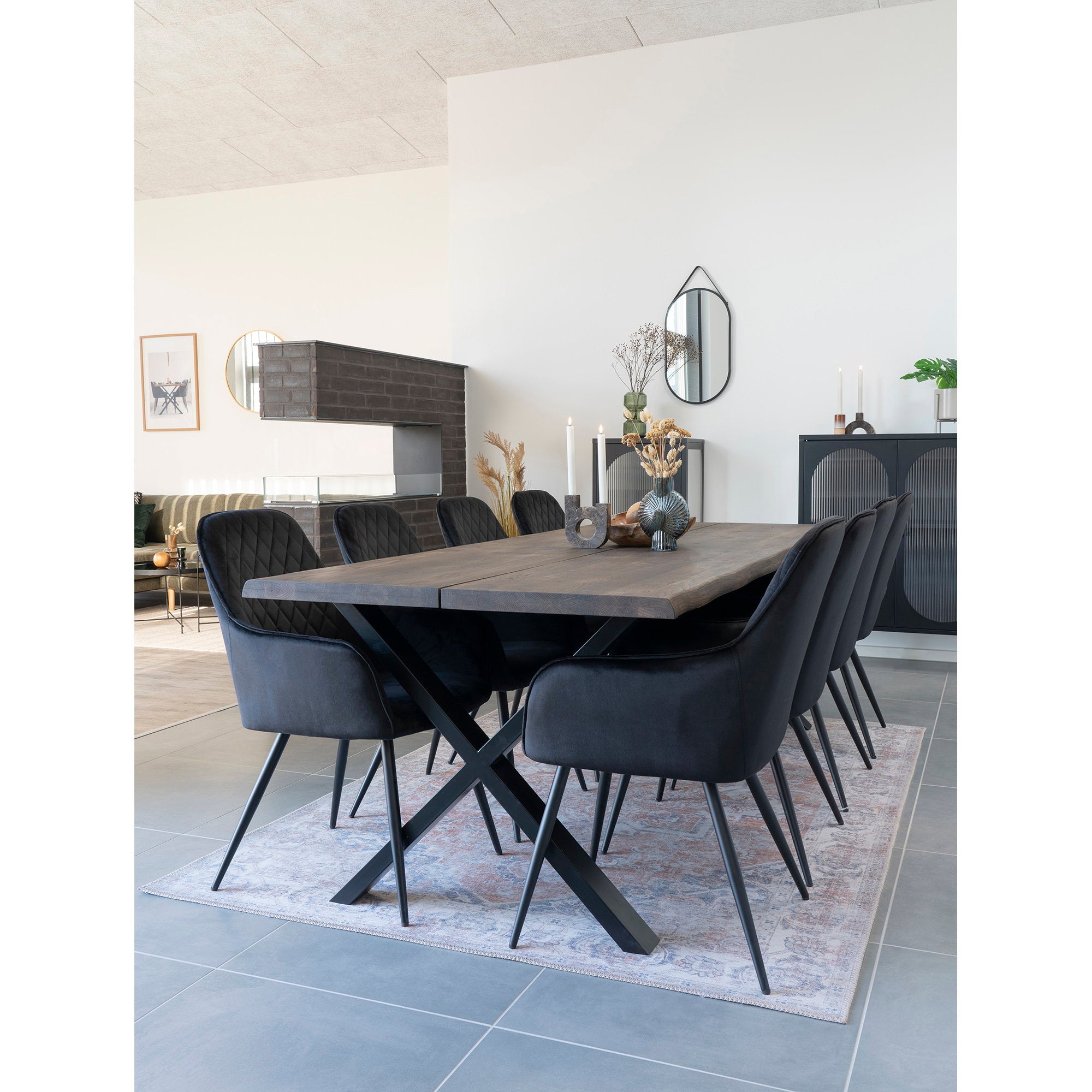 Trapani Mirror - Mirror, steel/artificial leather, black 35x60 cm