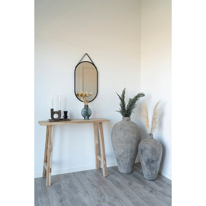 Trapani Mirror - Mirror, steel/artificial leather, black 35x60 cm