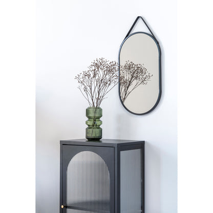 Trapani Mirror - Mirror, steel/artificial leather, black 35x60 cm