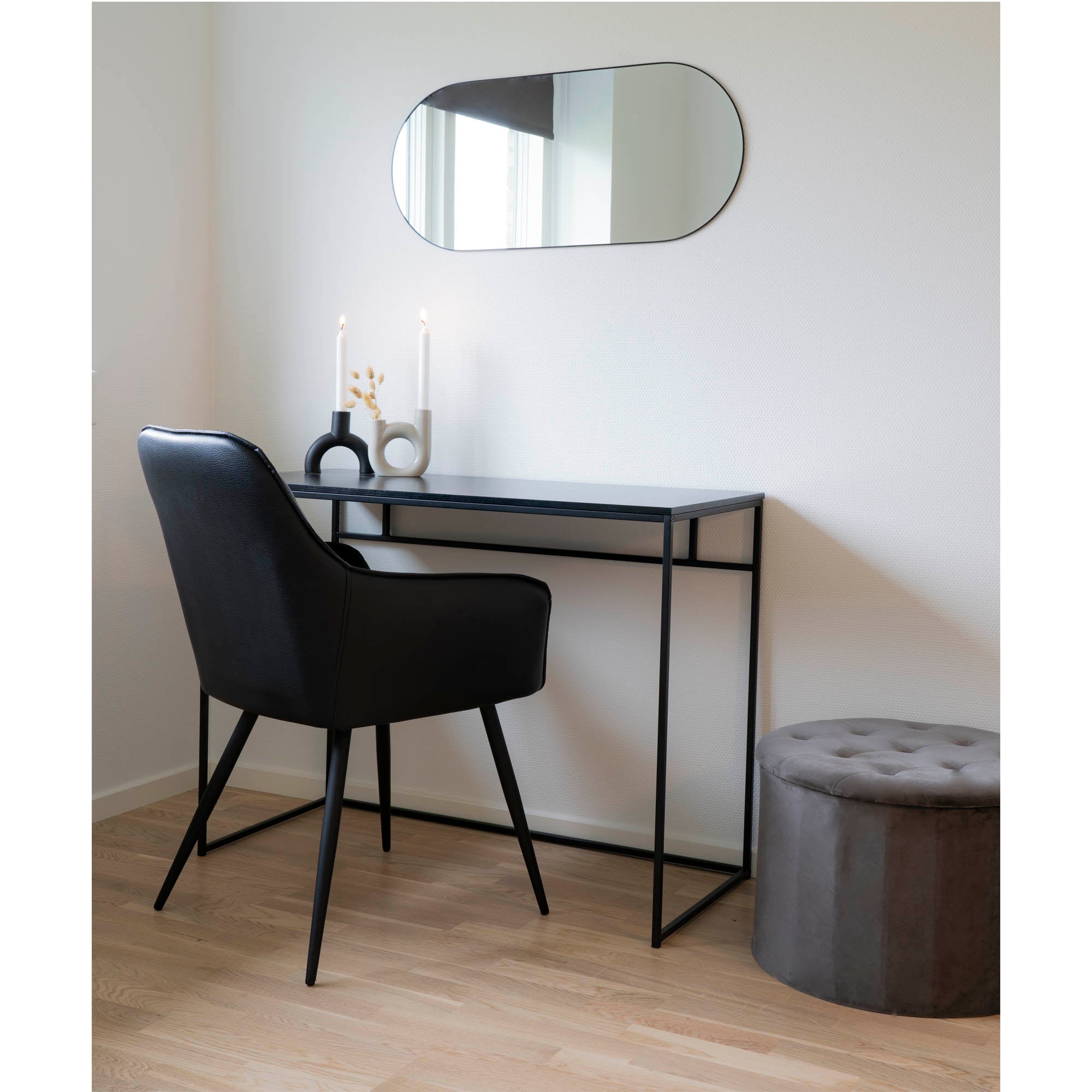 Jersey Mirror - Mirror, steel, black 35x80 cm