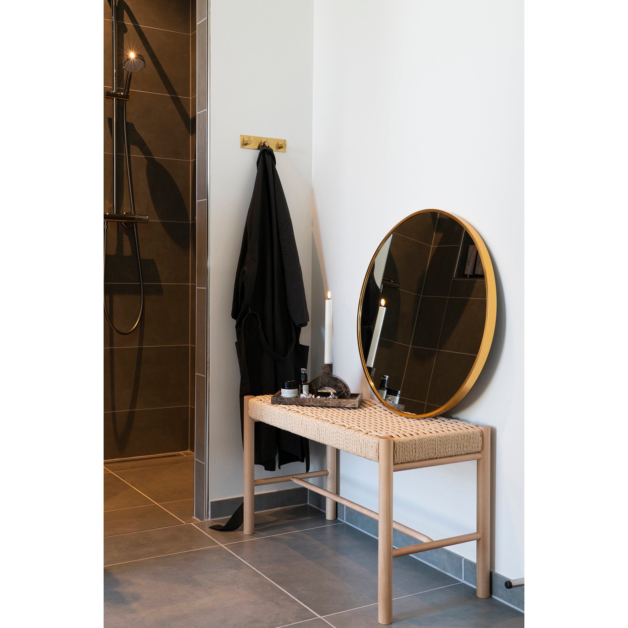 Madrid Mirror - Mirror, aluminium, brass look ø60 cm