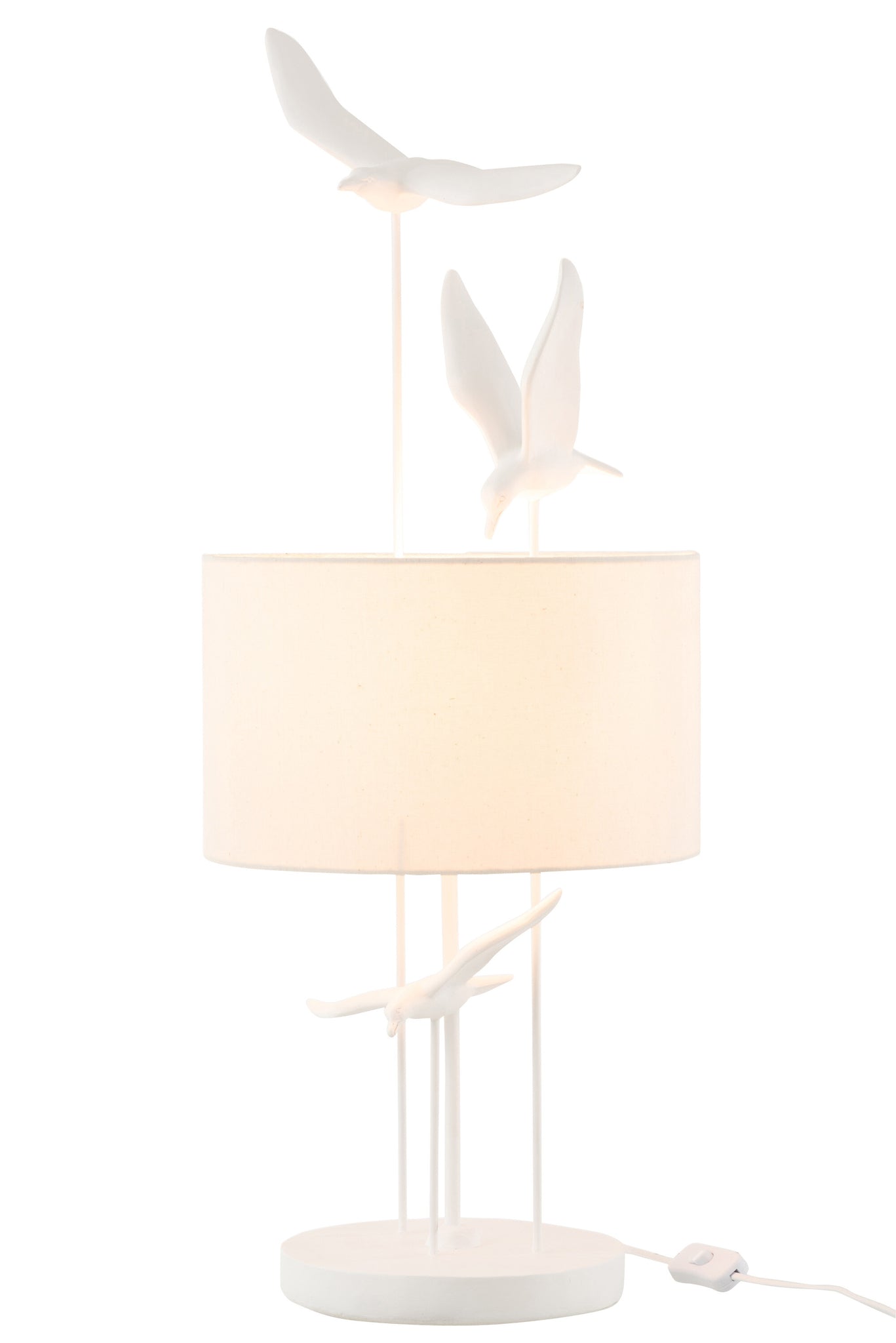 Lamp Table Birds Poly White/Beige