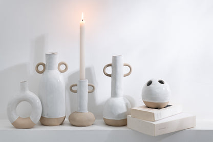 Vase Circle Porcelain White/Beige Small