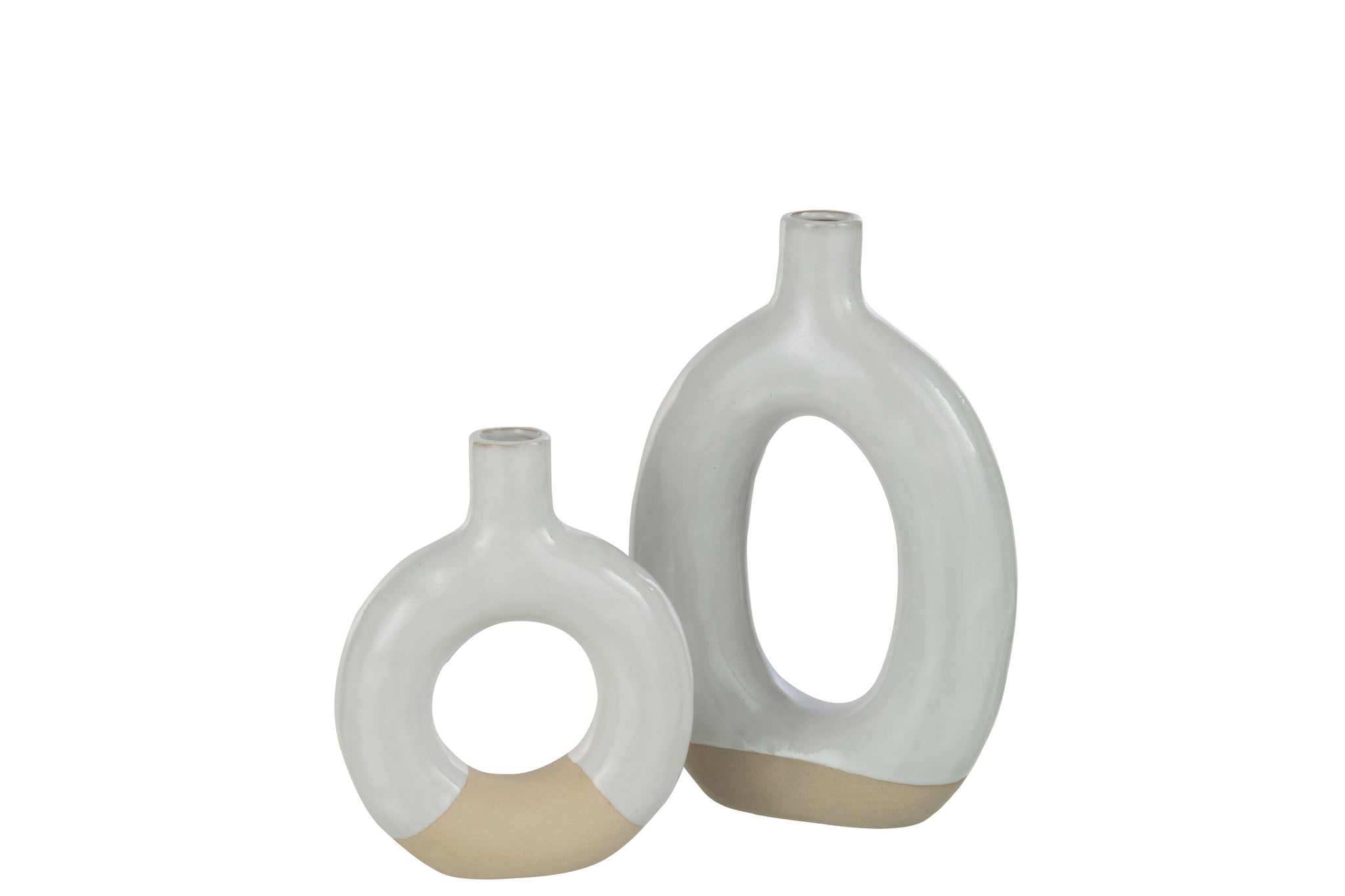 Vase Circle Porcelain White/Beige Large