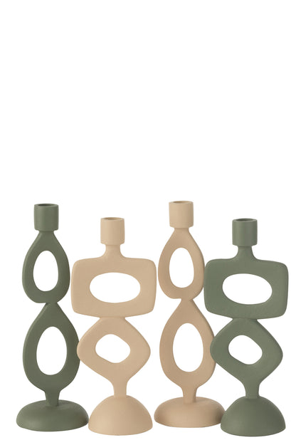 Candle Holder Rings Aluminium Beige Assortment Of 2