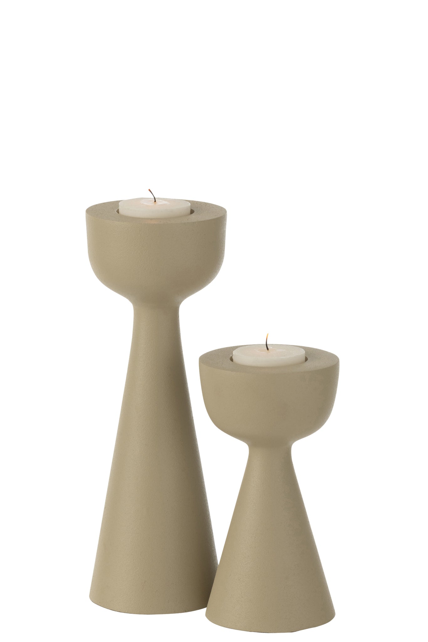 Candle Holder Cone Aluminium Ivory Large