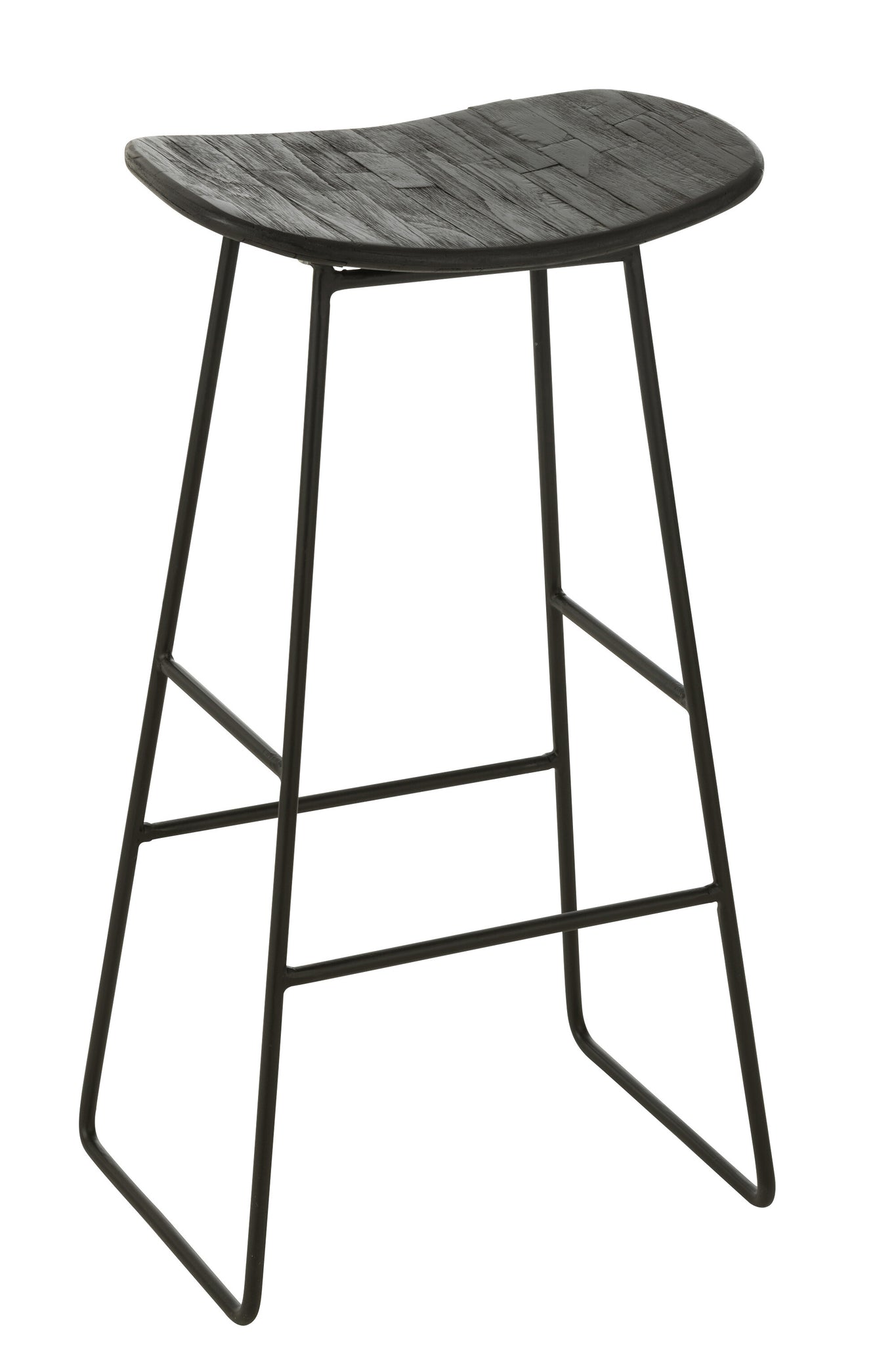Stool Rectangular Recycle Teak Black Large