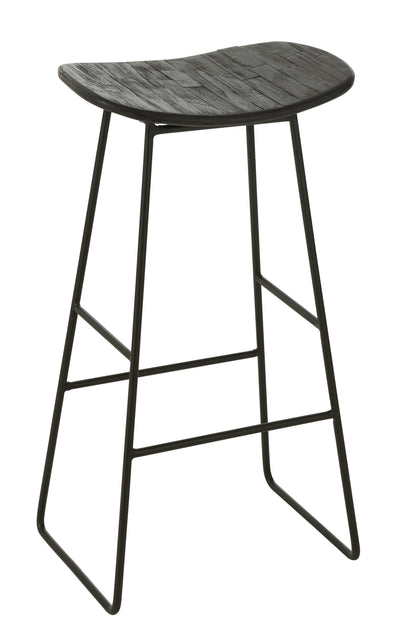 Stool Rectangular Recycle Teak Black Large