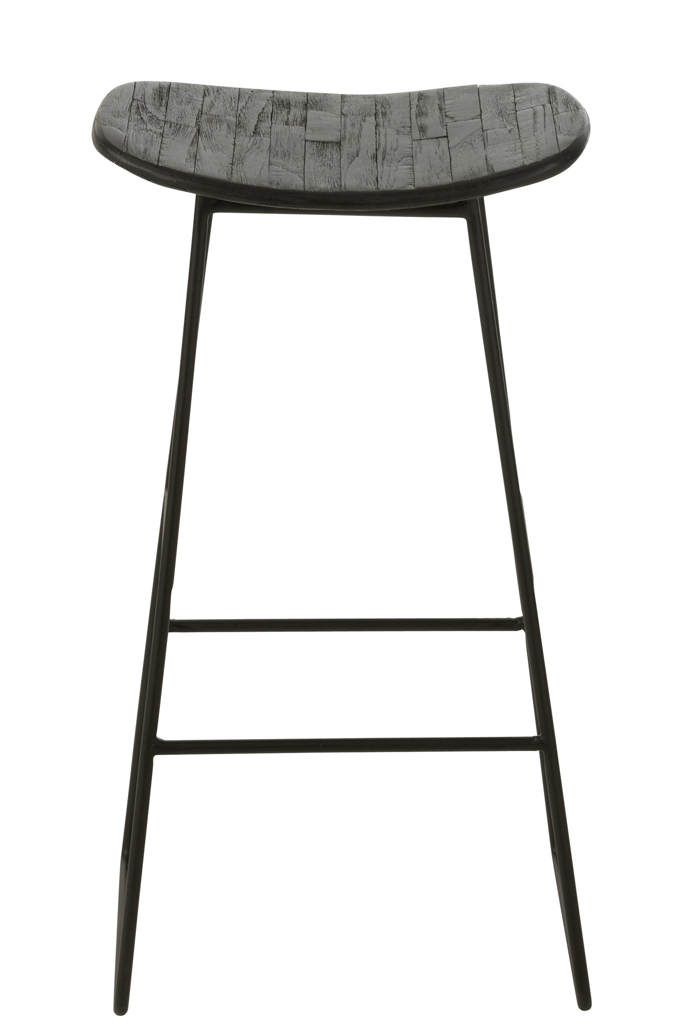 Stool Rectangular Recycle Teak Black Large