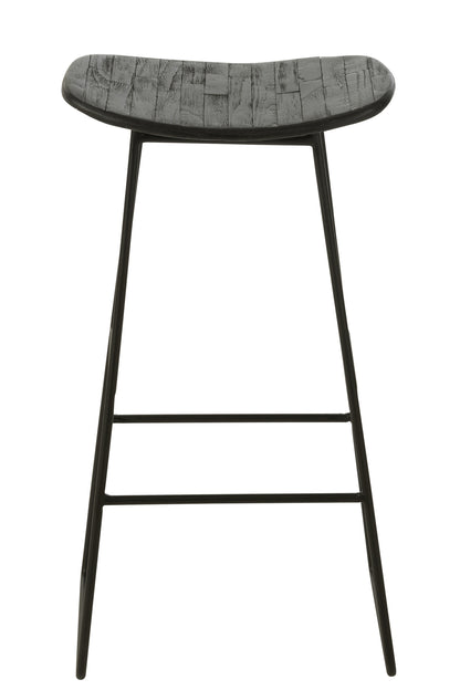 Stool Rectangular Recycle Teak Black Large