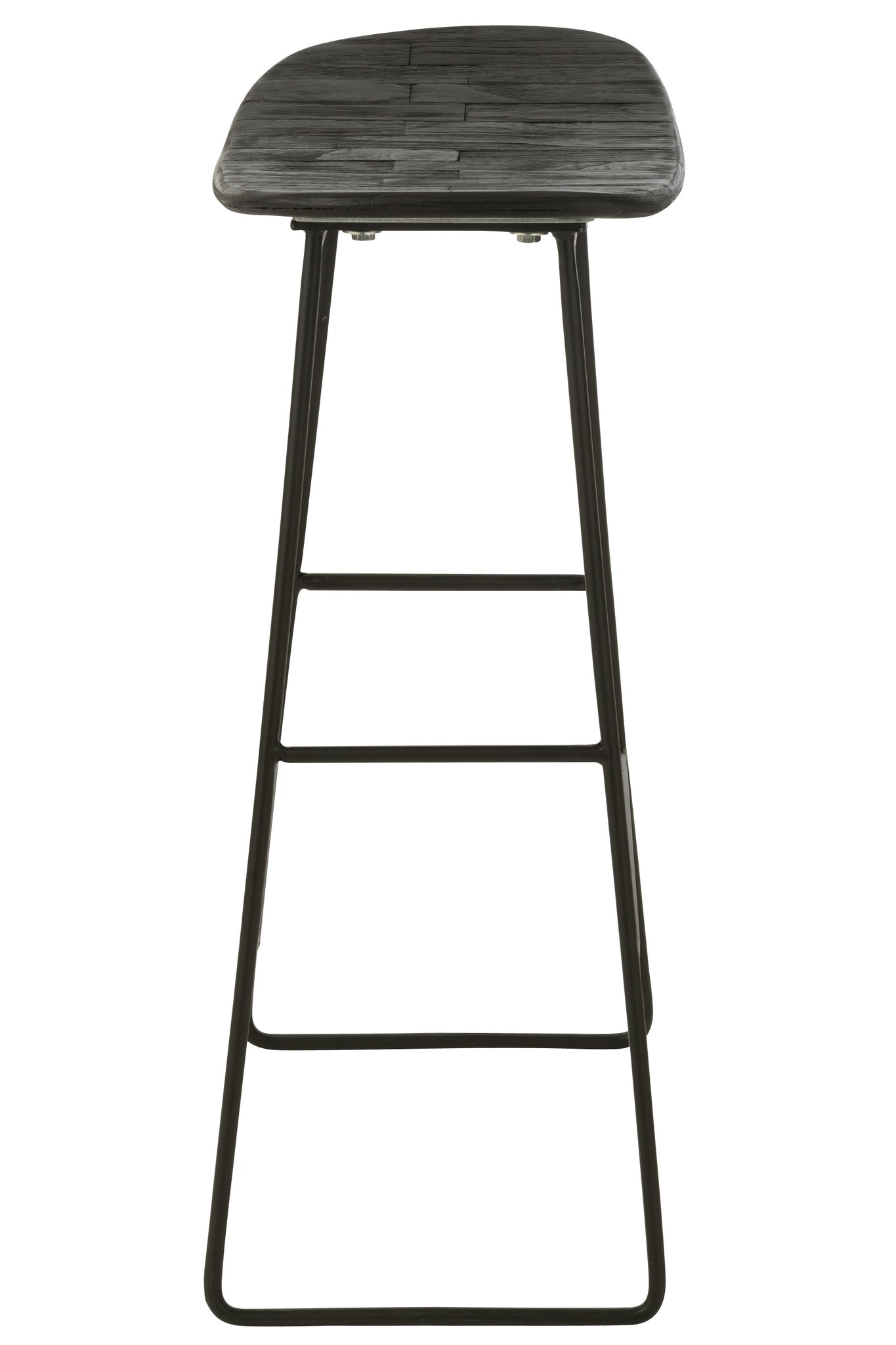 Stool Rectangular Recycle Teak Black Large