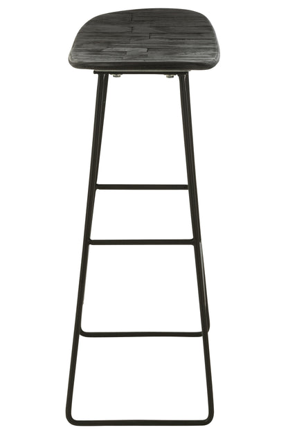 Stool Rectangular Recycle Teak Black Large