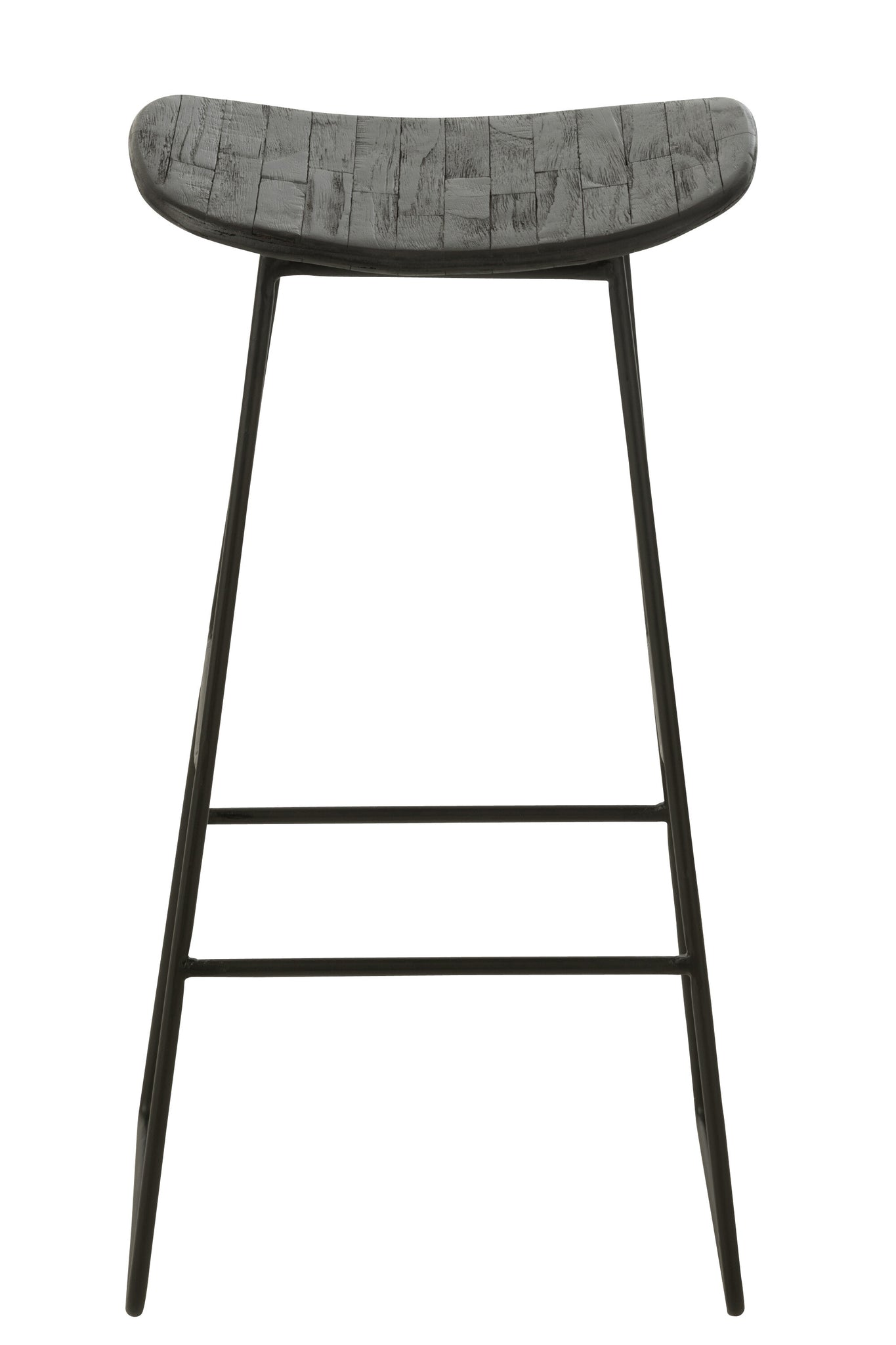 Stool Rectangular Recycle Teak Black Large