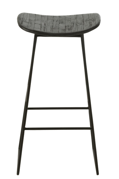 Stool Rectangular Recycle Teak Black Large