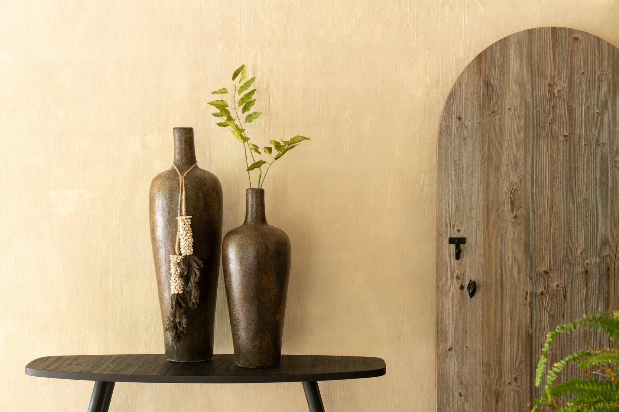 Konsole Oval Recycle Teak Schwarz