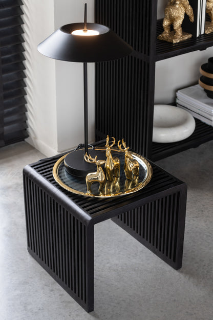 2er-Set Couchtische, kubisch, recyceltes Teakholz, schwarz