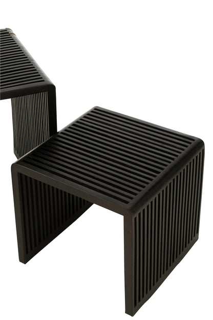 2er-Set Couchtische, kubisch, recyceltes Teakholz, schwarz
