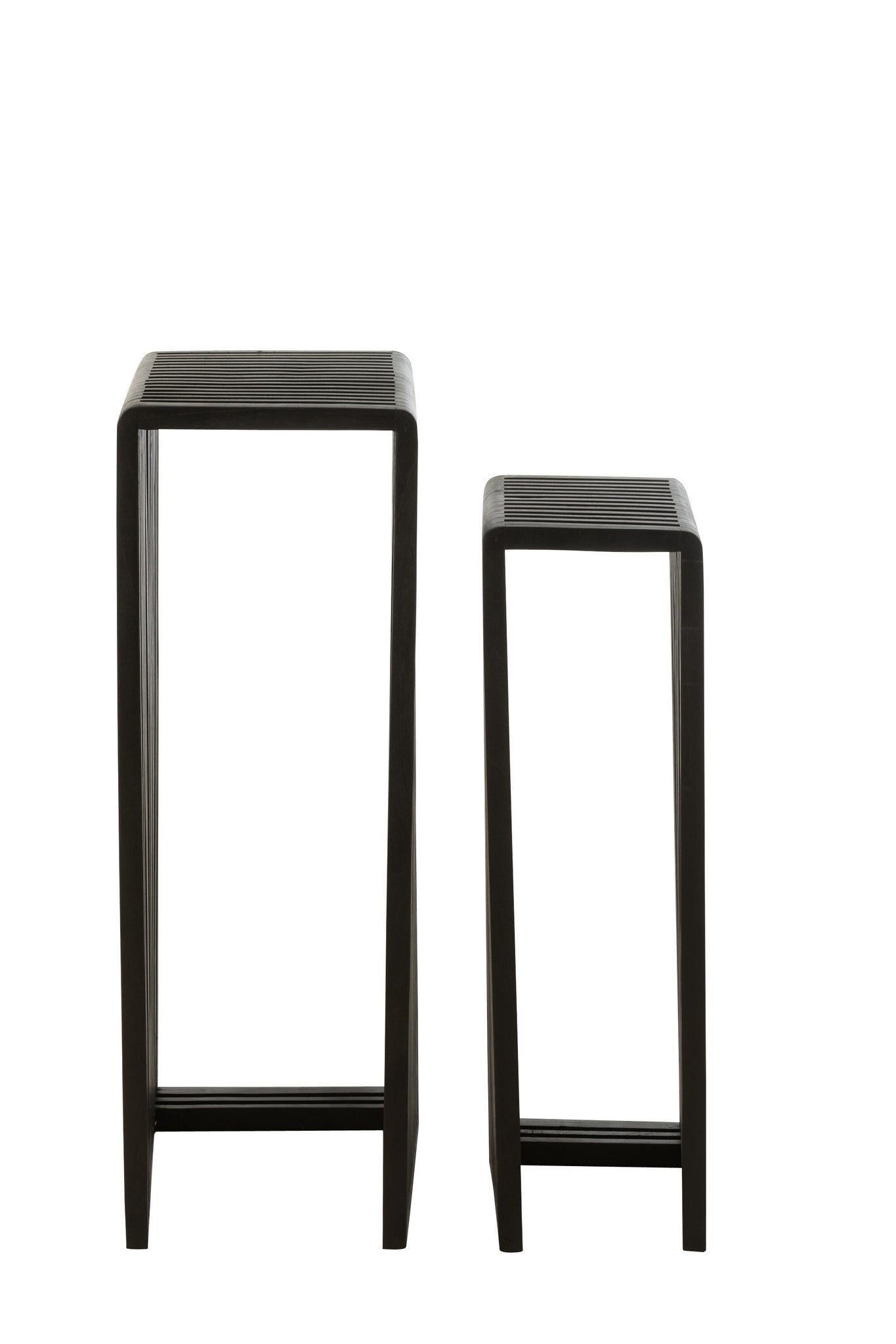 Set Of 2 Side Tables Cubic Recycle Teak Black