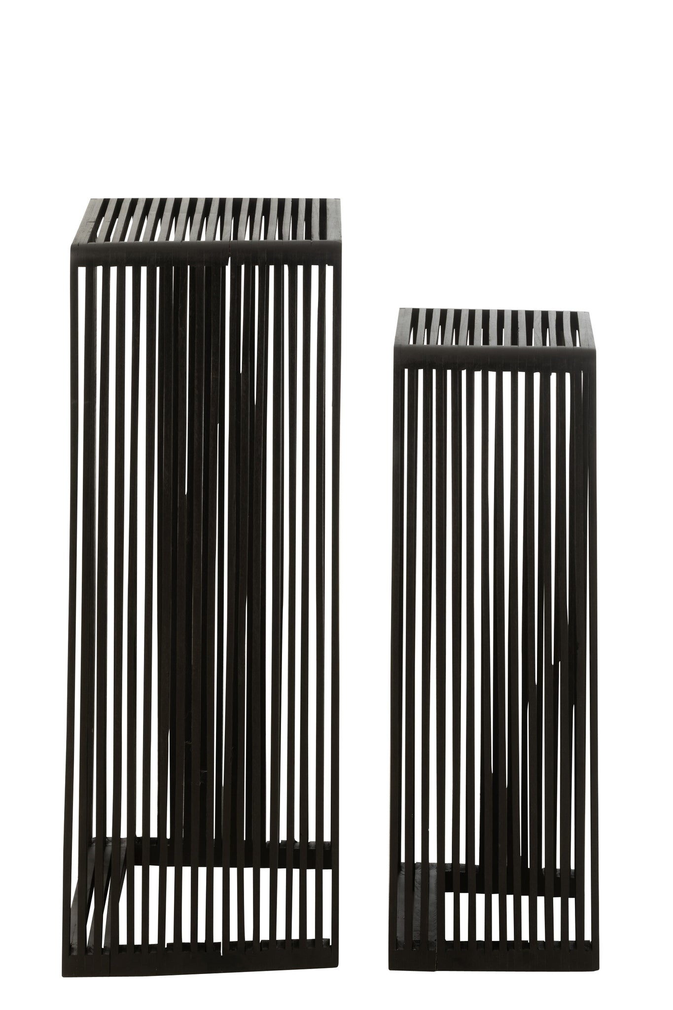 Set Of 2 Side Tables Cubic Recycle Teak Black