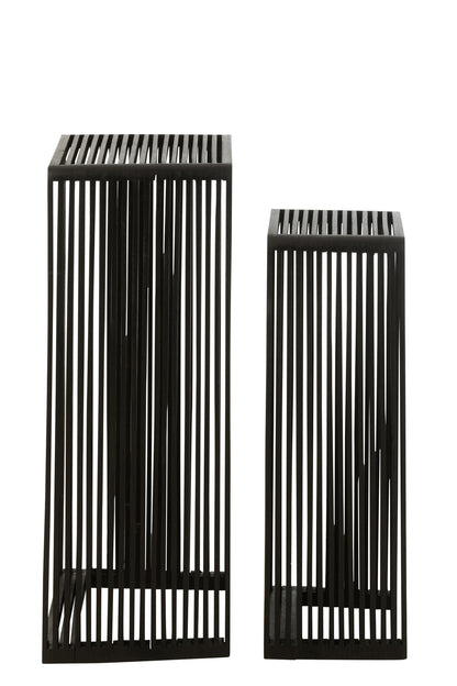 Set Of 2 Side Tables Cubic Recycle Teak Black