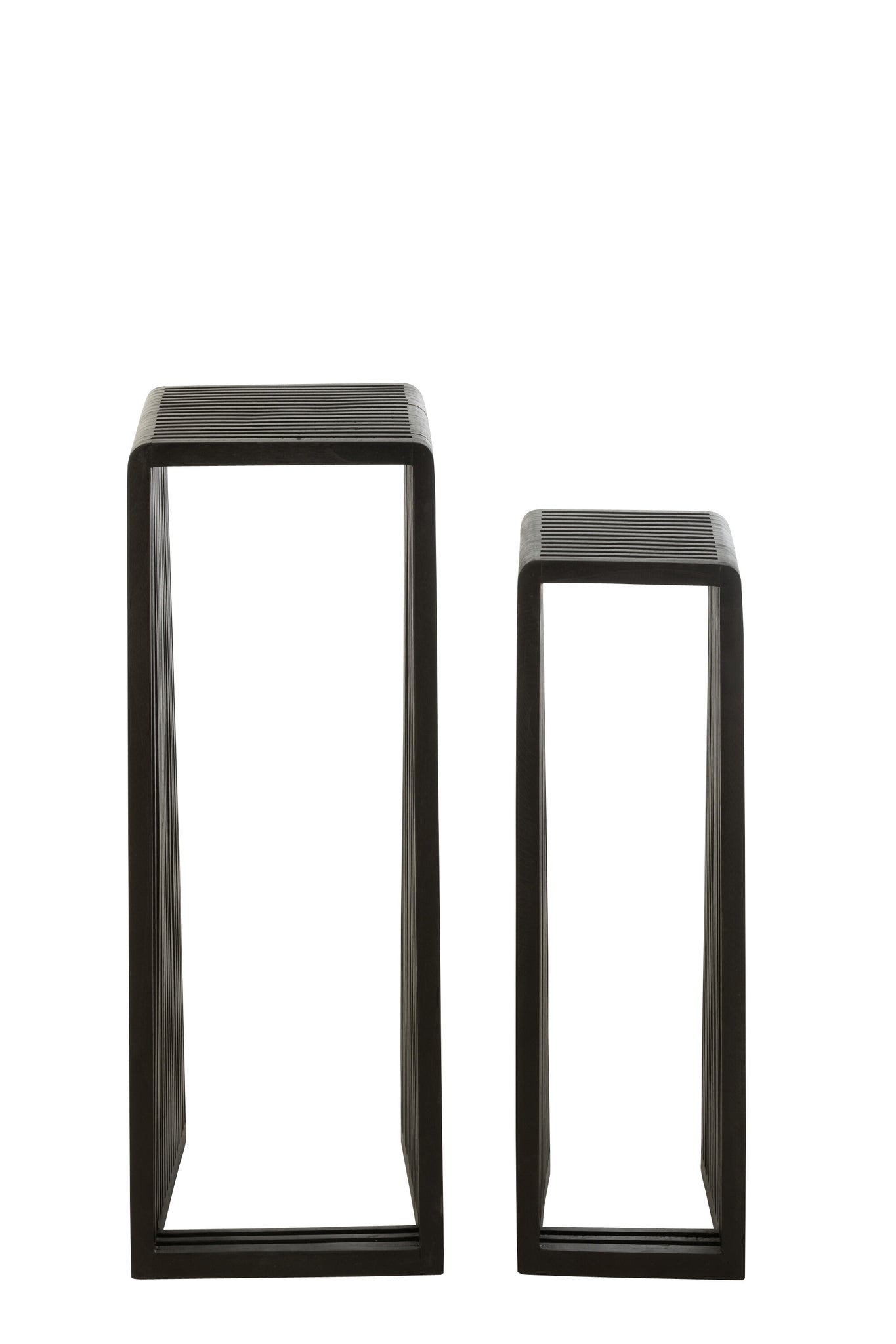 Set Of 2 Side Tables Cubic Recycle Teak Black