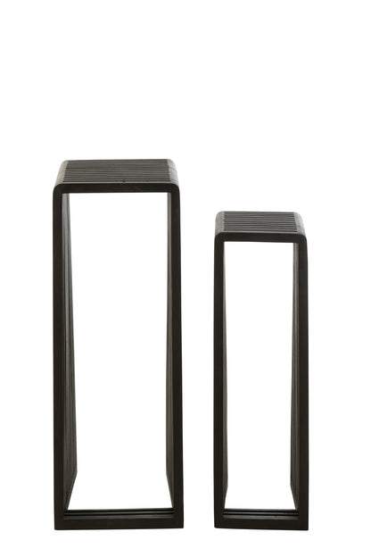 Set Of 2 Side Tables Cubic Recycle Teak Black