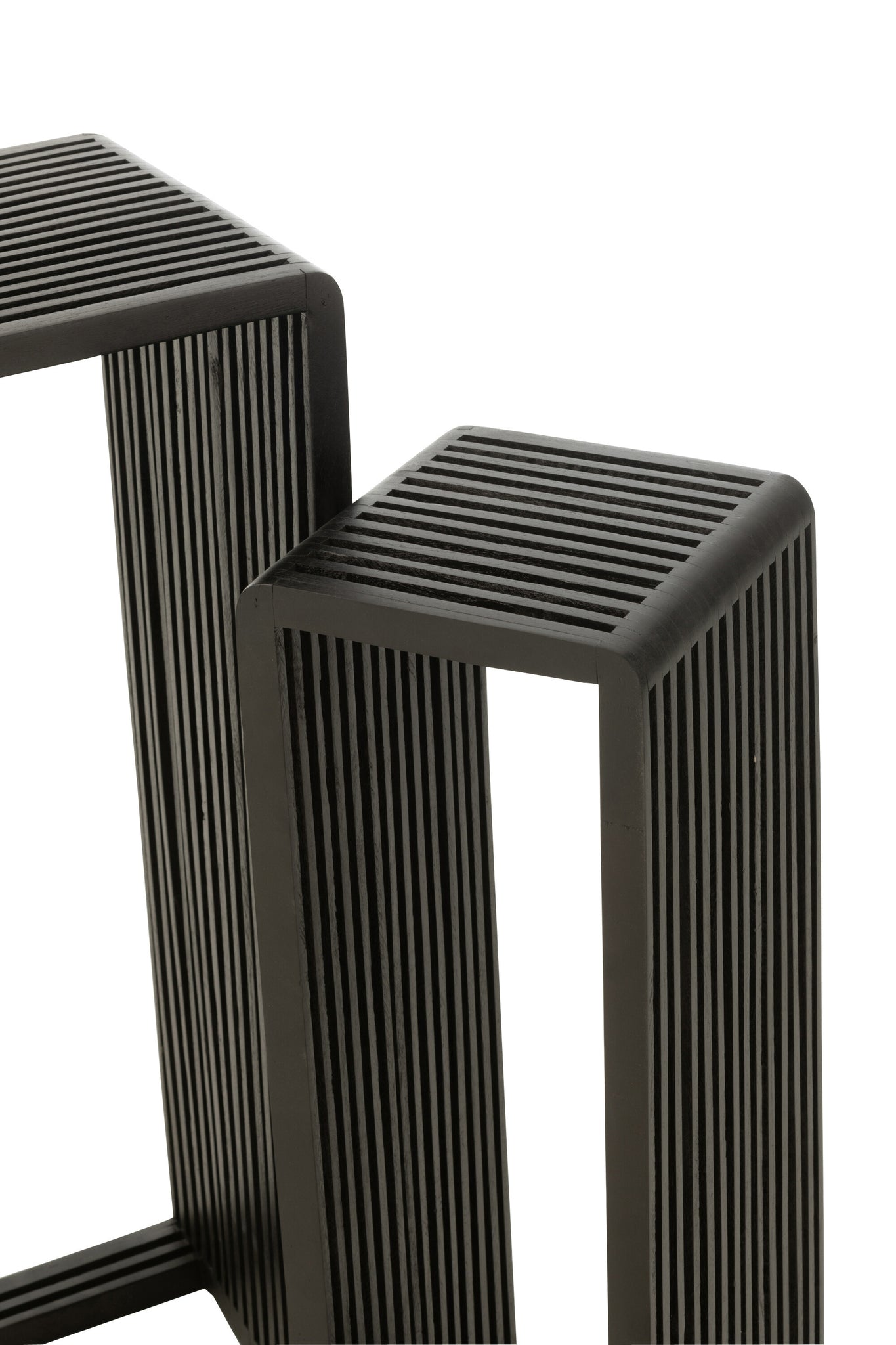 Set Of 2 Side Tables Cubic Recycle Teak Black