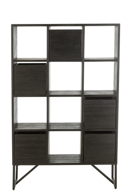 Regal Recyceltes Holz Metall Schwarz 100x30x158 cm