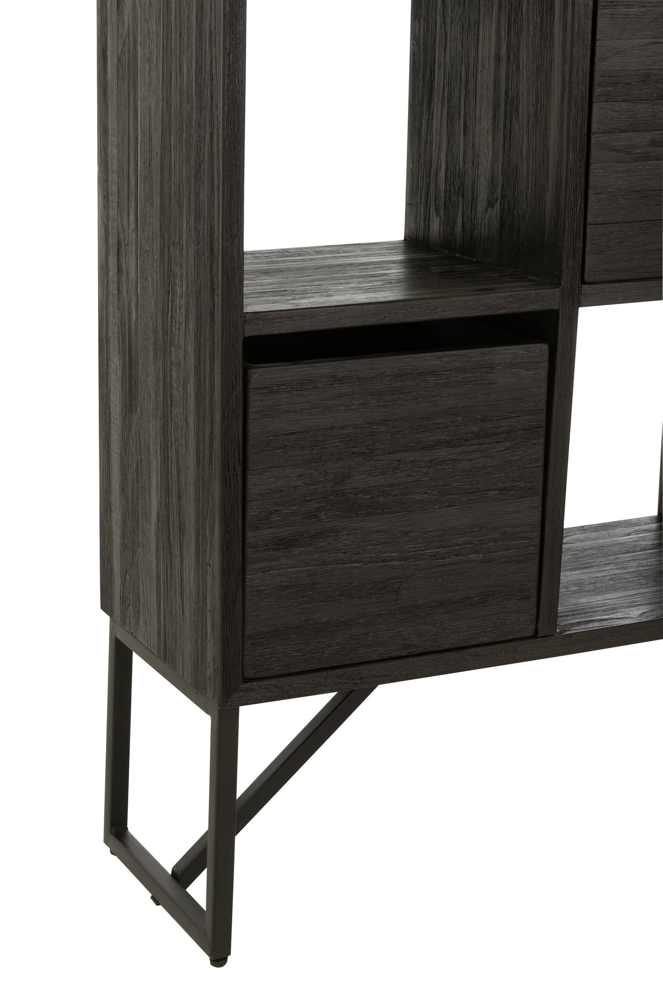 Regal Recyceltes Holz Metall Schwarz 100x30x158 cm
