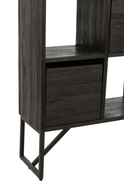 Regal Recyceltes Holz Metall Schwarz 100x30x158 cm