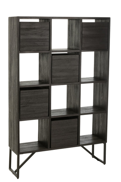 Regal Recyceltes Holz Metall Schwarz 100x30x158 cm