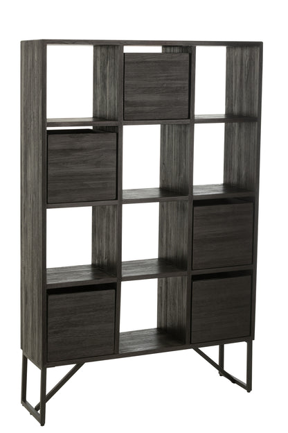 Regal Recyceltes Holz Metall Schwarz 100x30x158 cm