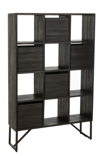 Regal Recyceltes Holz Metall Schwarz 100x30x158 cm