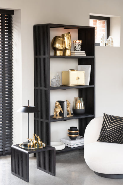 Bookcase 4 Shelves Recycle Teak Black