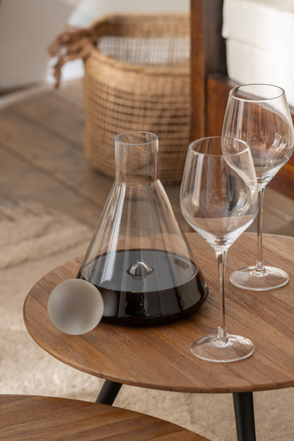 Set Of 4 Tables Round Recycle Teak Natural