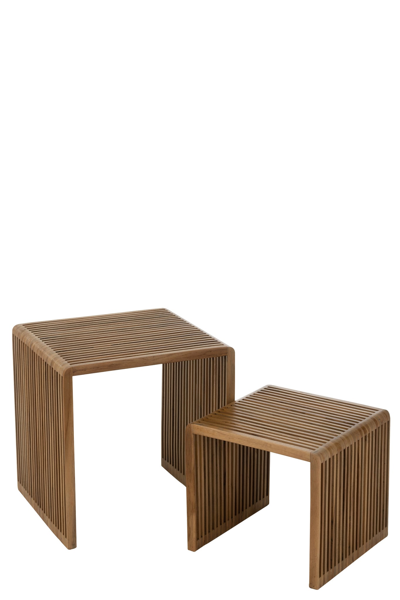 2er-Set Couchtische, kubisch, recyceltes Teakholz, natur