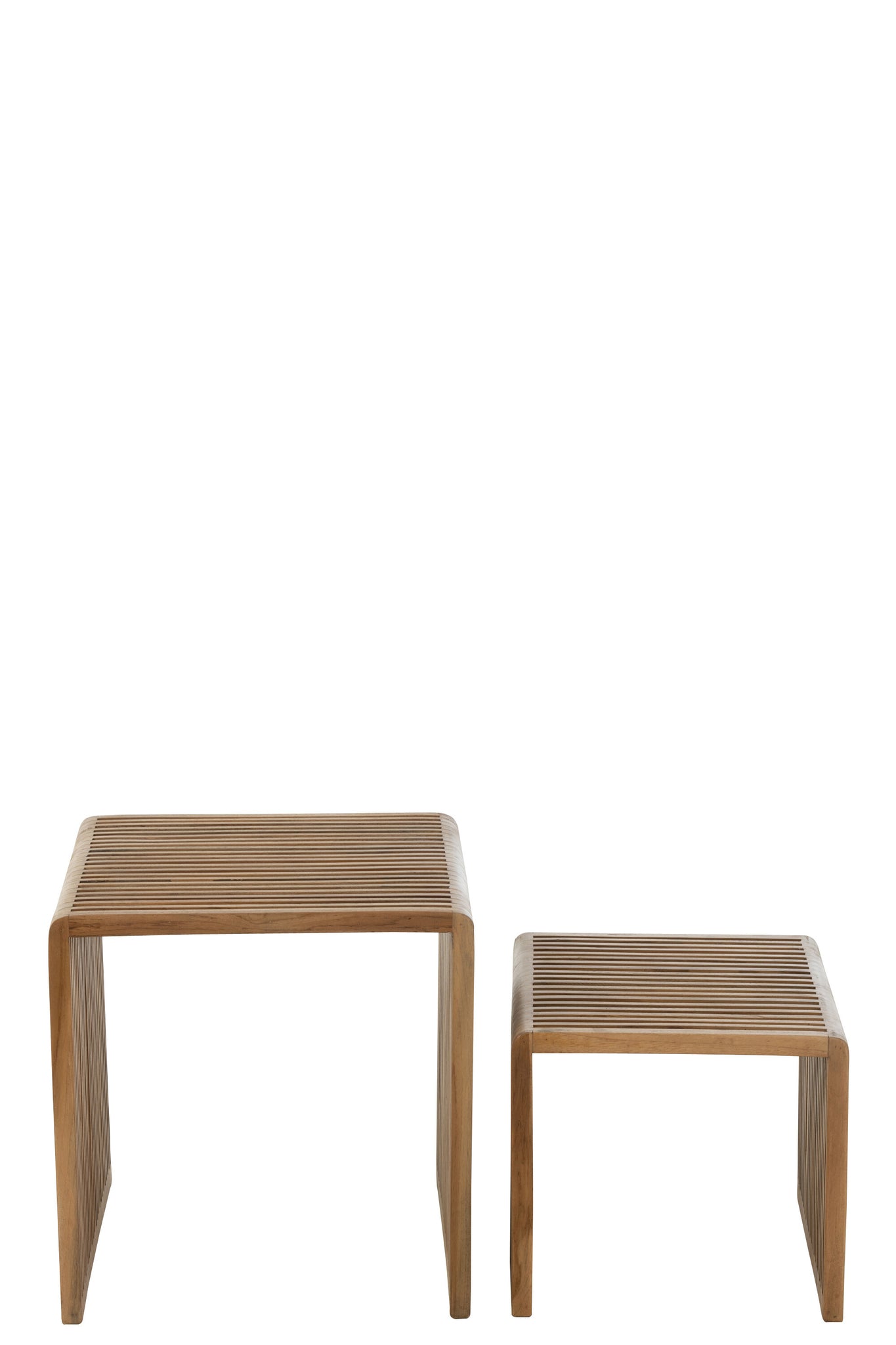 2er-Set Couchtische, kubisch, recyceltes Teakholz, natur